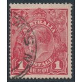 AUSTRALIA - 1917 1d red KGV (G62), 'wattle line' [VII/31], used – ACSC # 72C(4)f