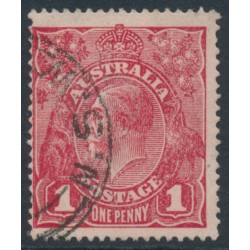 AUSTRALIA - 1917 1d red KGV (G62), 'wattle line' [VII/31], used – ACSC # 72C(4)f