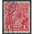AUSTRALIA - 1914 1d red KGV (G10), 'pre-Ferns' [VII/54], used – ACSC # 71A(4)i