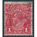 AUSTRALIA - 1916 1d red KGV (shade = G18), 'Ferns' [VII/54], used – ACSC # 71I(4)ia