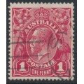 AUSTRALIA - 1918 1d red KGV (G31), 'thin ONE PENNY' [VIII/14], used – ACSC # 71Y(4)l