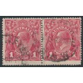 AUSTRALIA - 1916 1d red KGV, 'dot before 1'+'thin frame' [VI/21+22], used – ACSC # 71V(3)na