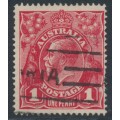 AUSTRALIA - 1917 1d red KGV (G19), 'flaw on frame + rust flaw' [IV/46], used – ACSC # 71J(2)na