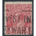 AUSTRALIA - 1918 1d red KGV (G32), die II substituted cliché [IV/34], used – SG # 71W(2)ja