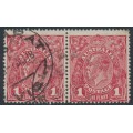 AUSTRALIA - 1918 1d red KGV (G73), die II substituted cliché [IV/34], used – SG # 72P(2)ja