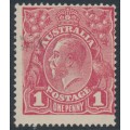 AUSTRALIA - 1918 1d red KGV (G30), die I substituted cliché [IV/35], used – SG # 71V(2)ka