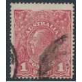 AUSTRALIA - 1918 1d red KGV (G73), die I substituted cliché [IV/35], used – SG # 72P(2)ka