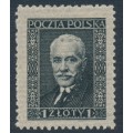 POLAND - 1930 1Zł grey-black Mościcki on horizontally laid paper, MH – Michel # 258v