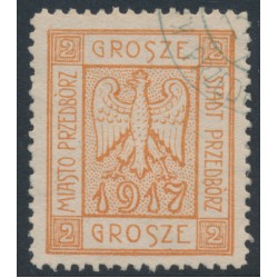 POLAND - 1917 2Gr orange-red Eagle Przedbórz local issue, used – Michel # 1A