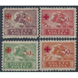 POLAND - 1921 Red Cross overprints set of 4, MH – Michel # 154-157