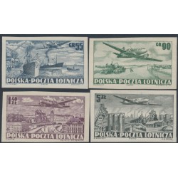 POLAND - 1952 55Gr to 5Zł Airmail, imperforate set of 4, MNH – Michel # 728B-731B
