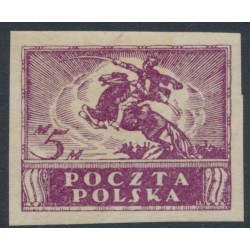POLAND - 1919 5M purple Uhlan, imperforate on plain paper, MH – Michel # 100x