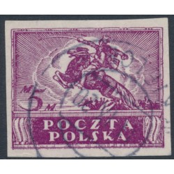 POLAND - 1919 5M purple Uhlan, imperforate on plain paper, used – Michel # 100x