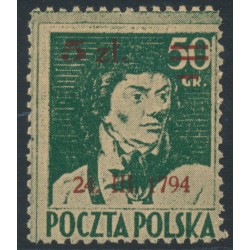 POLAND - 1945 5Zł on 50Gr green Kościuszko, MH – Michel # 398