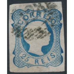 PORTUGAL - 1855 25R blue King Pedro V, imperforate, used – Michel # 6II