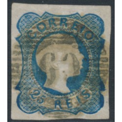 PORTUGAL - 1855 25R blue King Pedro V, imperforate, used – Michel # 6II