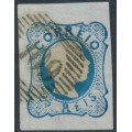 PORTUGAL - 1856 25R blue King Pedro V, imperforate, used – Michel # 10II