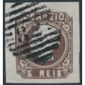 PORTUGAL - 1862 5R deep brown King Luis I, imperforate, used – Michel # 12I