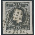 PORTUGAL - 1866 5R black King Luis I, imperforate, used – Michel # 17