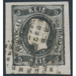 PORTUGAL - 1866 5R black King Luis I, imperforate, used – Michel # 17