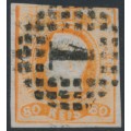 PORTUGAL - 1866 80R orange King Luis I, imperforate, used – Michel # 22