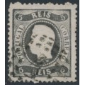 PORTUGAL - 1867 5R black King Luis I, perf. 12½, used – Michel # 25