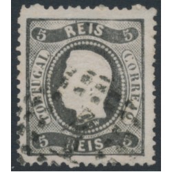 PORTUGAL - 1867 5R black King Luis I, perf. 12½, used – Michel # 25