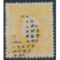 PORTUGAL - 1867 10R yellow King Luis I, perf. 12½, used – Michel # 26