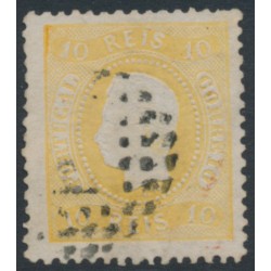 PORTUGAL - 1867 10R yellow King Luis I, perf. 12½, used – Michel # 26