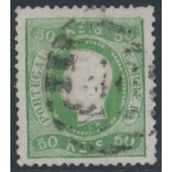 PORTUGAL - 1867 50R green King Luis I, perf. 12½, used – Michel # 29