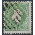PORTUGAL - 1867 50R green King Luis I, perf. 12½, used – Michel # 29