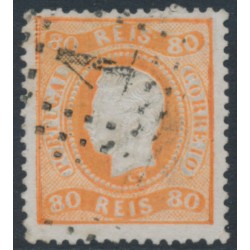 PORTUGAL - 1867 80R orange King Luis I, perf. 12½, used – Michel # 30