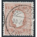 PORTUGAL - 1875 15R brown King Luis I, perf. 12½, plain paper, used – Michel # 36Bx
