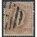 PORTUGAL - 1875 15R brown King Luis I, perf. 12½, ribbed paper, used – Michel # 36By