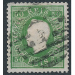 PORTUGAL - 1871 50R green King Luis I, perf. 12½, plain paper, used – Michel # 39Bx