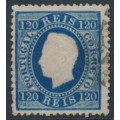 PORTUGAL - 1870 120R blue King Luis I, perf. 12½, plain paper, used – Michel # 42Bx