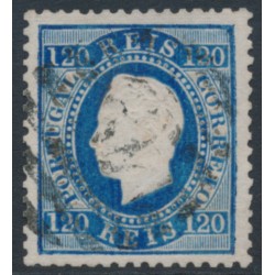 PORTUGAL - 1870 120R blue King Luis I, perf. 12½, plain paper, used – Michel # 42Bx