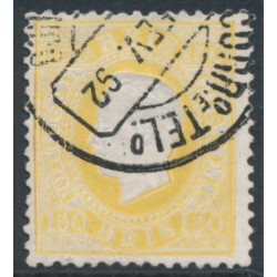 PORTUGAL - 1880 150R lemon-yellow King Luis I, perf. 12½, ribbed paper, used – Michel # 49By