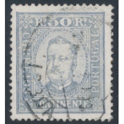 PORTUGAL - 1892 50R ultramarine King Carlos I, perf. 13½, ribbed paper, used – Michel # 71Cy