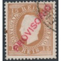 PORTUGAL - 1893 15R brown King Luis I, perf. 12½, o/p PROVISORIO, used – Michel # 82B