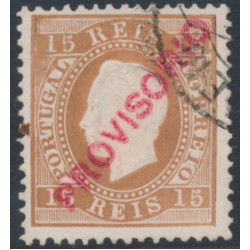 PORTUGAL - 1893 15R brown King Luis I, perf. 12½, o/p PROVISORIO, used – Michel # 82B