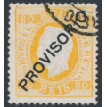 PORTUGAL - 1893 80R yellow King Luis I, o/p PROVISORIO, used – Michel # 86