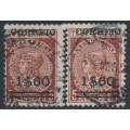 PORTUGAL - 1929 1$60 on 5c brown Telegraph, thick & thin papers, used – Michel # 515y+515z