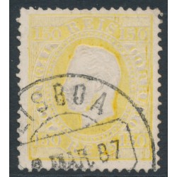 PORTUGAL - 1880 150R lemon-yellow King Luis I, perf. 12½, ribbed paper, used – Michel # 49By