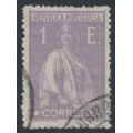 PORTUGAL - 1921 1E violet Ceres, perf. 15:14, used – Michel # 244Ax