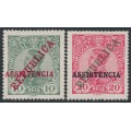 PORTUGAL - 1911 10R & 20R King Manuel II o/p ASSISTENCA set of 2, MH – Michel # Z1-Z2