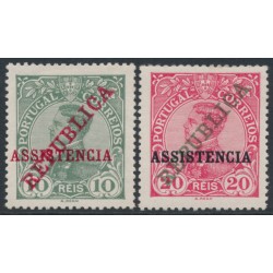 PORTUGAL - 1911 10R & 20R King Manuel II o/p ASSISTENCA set of 2, MH – Michel # Z1-Z2