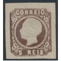 PORTUGAL - 1862 5R deep brown King Luis I, imperforate, MH – Michel # 12I