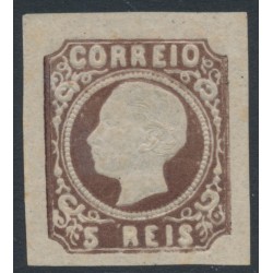 PORTUGAL - 1862 5R deep brown King Luis I, imperforate, MH – Michel # 12I