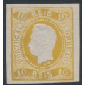 PORTUGAL - 1866 10R yellow King Luis I, imperforate, MH – Michel # 18
